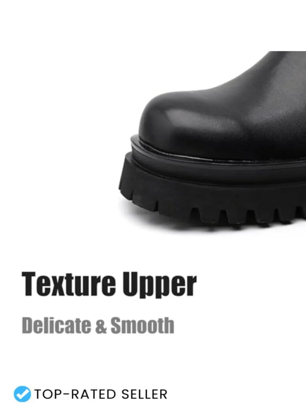 Men's Leather Chelsea Boots Chunky Platform Lug Sole Stretch Ankle Booties